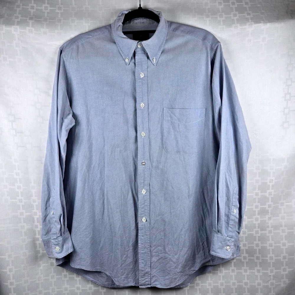 Vintage J. Crew Oarsman Blue Oxford Button Down Shirt Mens 16.5 34 Cotton